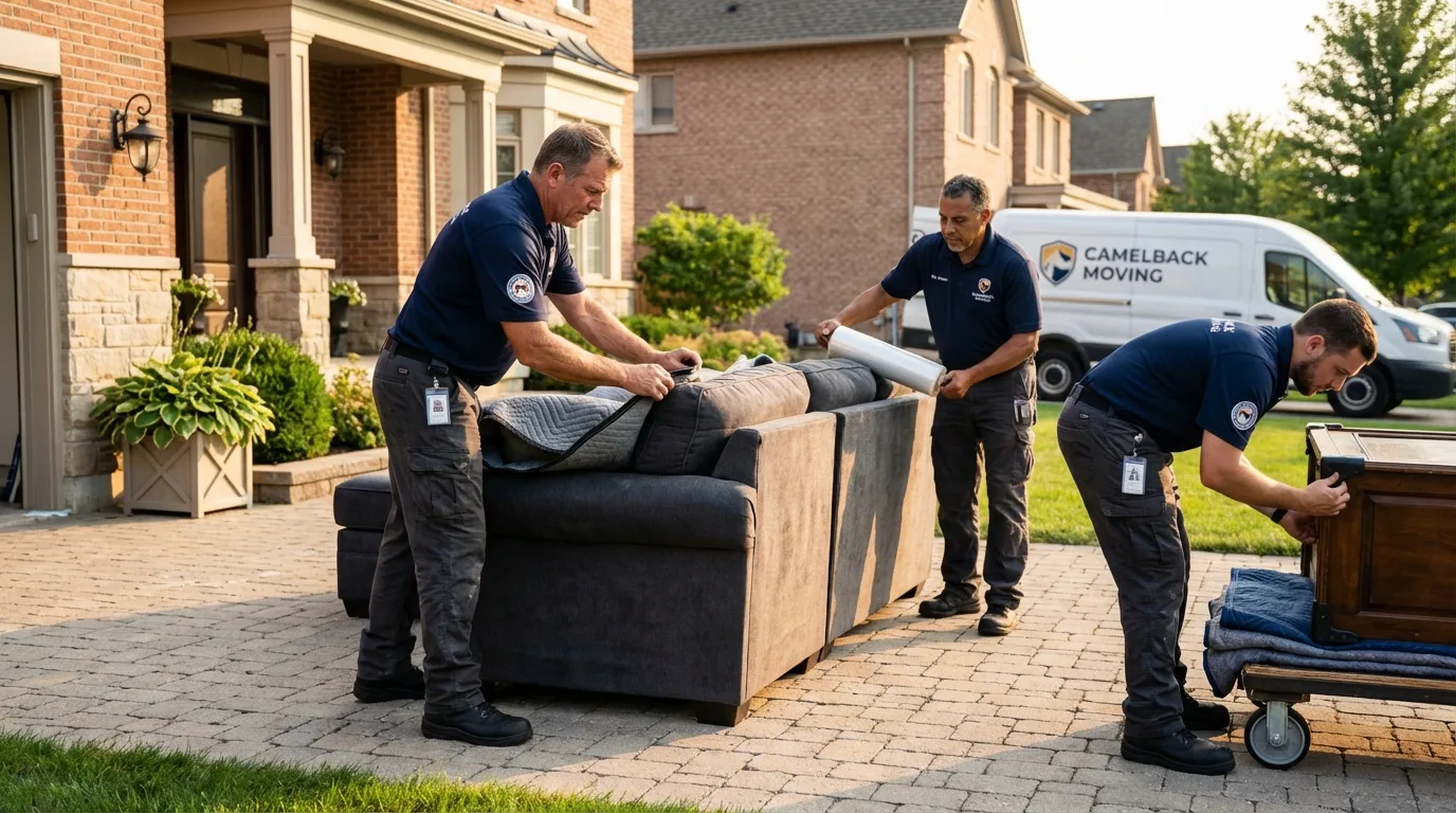 Large estate moving crew wrapping furniture in Nappanee, IN